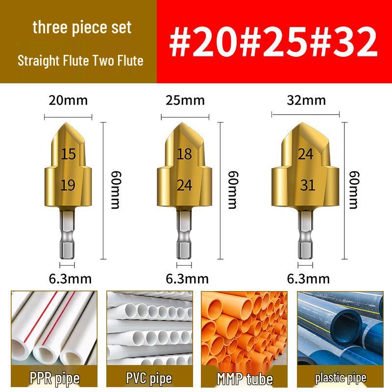 PPR T-Drill Bit Set: 20/25/32mm Water Pipe Repair Reamer for Hole Opening