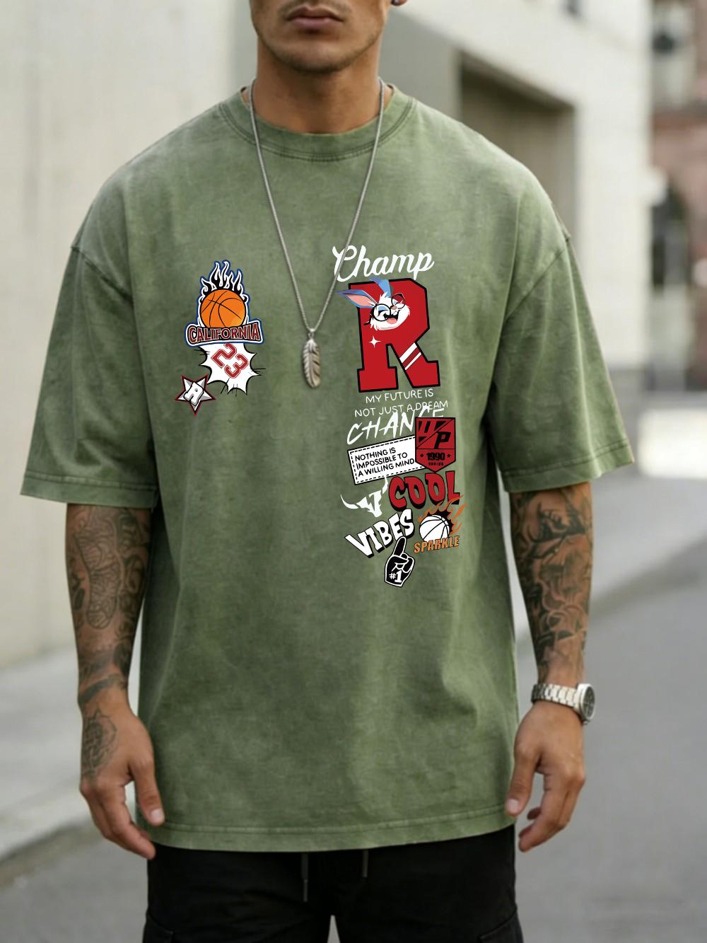 

California Letter Prints Washed TShirt Mens Cotton Oversized Tops Casual ONeck Short Sleeve T Shirts Summer Basic Male Clothes S