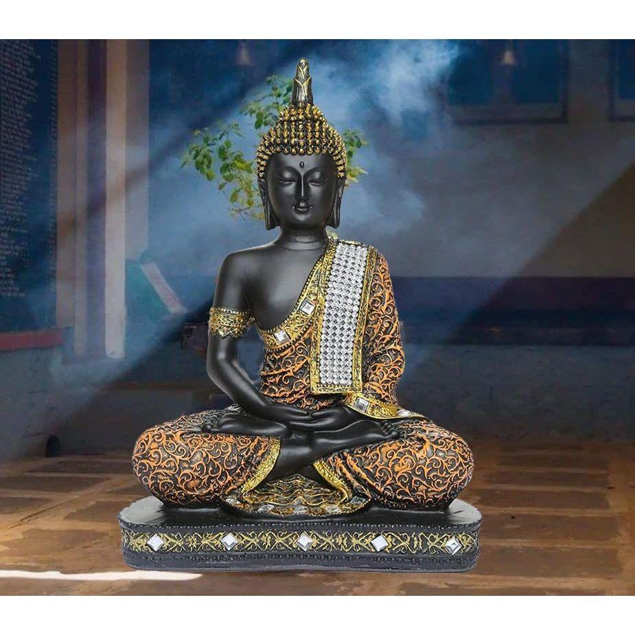 Polyresinová socha sedícího idolu Buddhy Předváděcí kus pro dekoraci domova Dárkové předměty 1 obr. (BLK růžová), Náboženský