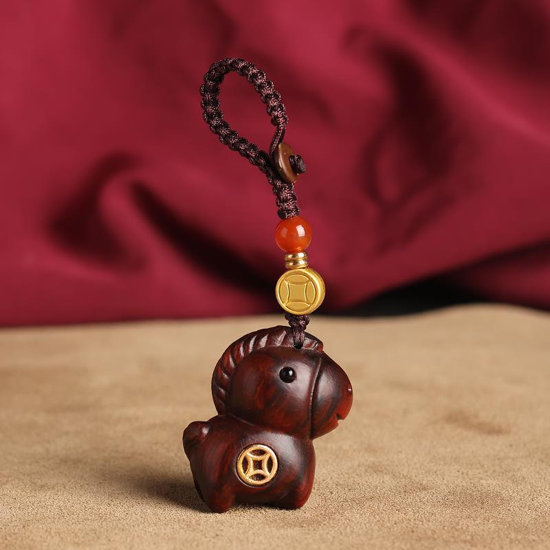 Sandalwood Immediately Wealthy Car Keychain Zodiac Horse High End Car Keychain Pendant Mobile Pendant Bag Pendant