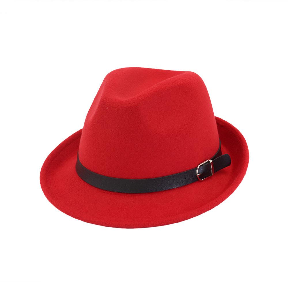 Yuhong Bowler Derby Wool Felt Fedora Hat Short Brim Jazz Hat With Belt