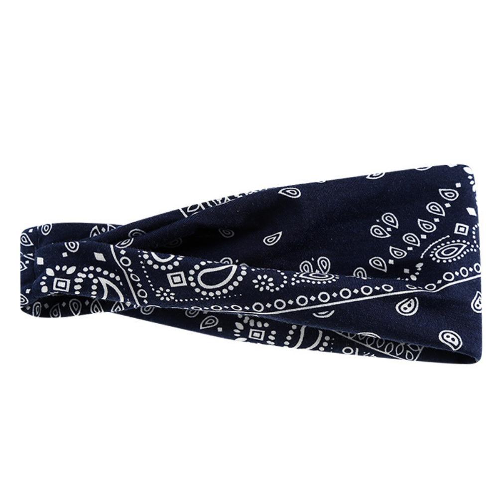 

Wide Edge Elastic Bohemian Headbands, Comfortable Sweat Absorbent Hair Bands темно-синього кольору