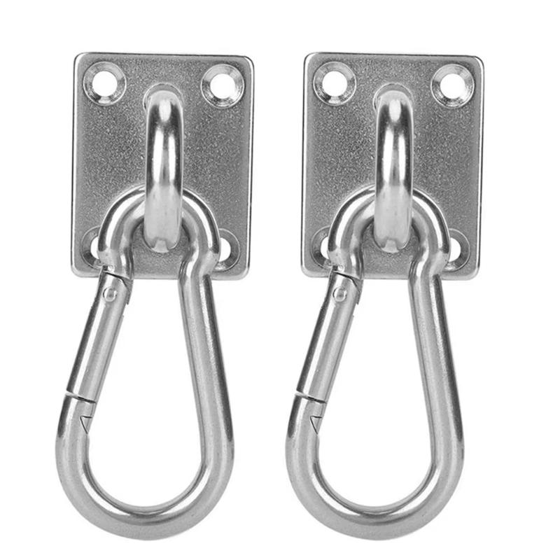 2 Set Stainless Square Heavy Duty Ceiling Wall Mounted Hook For Yoga Swings Hammocks Hardware