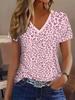 Leopard Butterfly 3D Print T-Shirts Women's Streetwear Short Sleeve V-Neck T Shirt Casual Tops Y2k Harajuku Tees Female Clothing