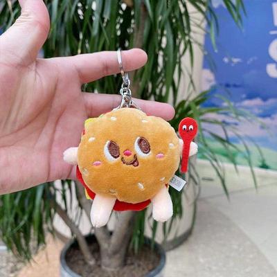 Cute Hamburg Hot Dog Plush Pendant Keychain Bag Pendant Couple Doll Plush Toy Gift