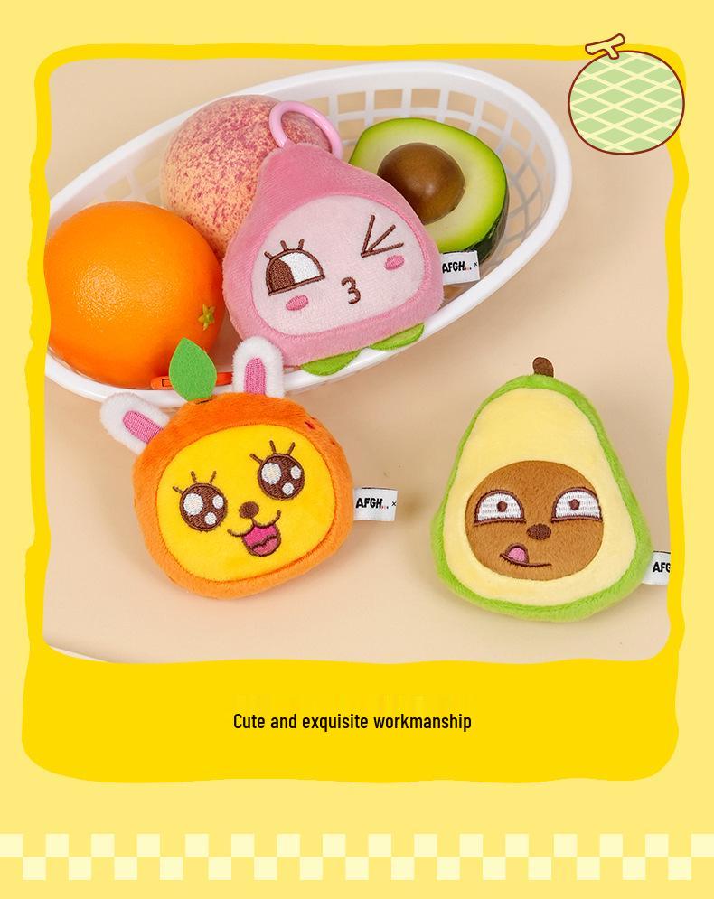 KAKAO FRIENDS Ryan Lion Fruit Plush Handheld Mirror & Bag Charm Keychain