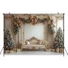 Mocsicka Christmas Background Photography New Year Party Tree Beige Wall Decorations Adult Child Photo Backdrop Studio Wallpaper