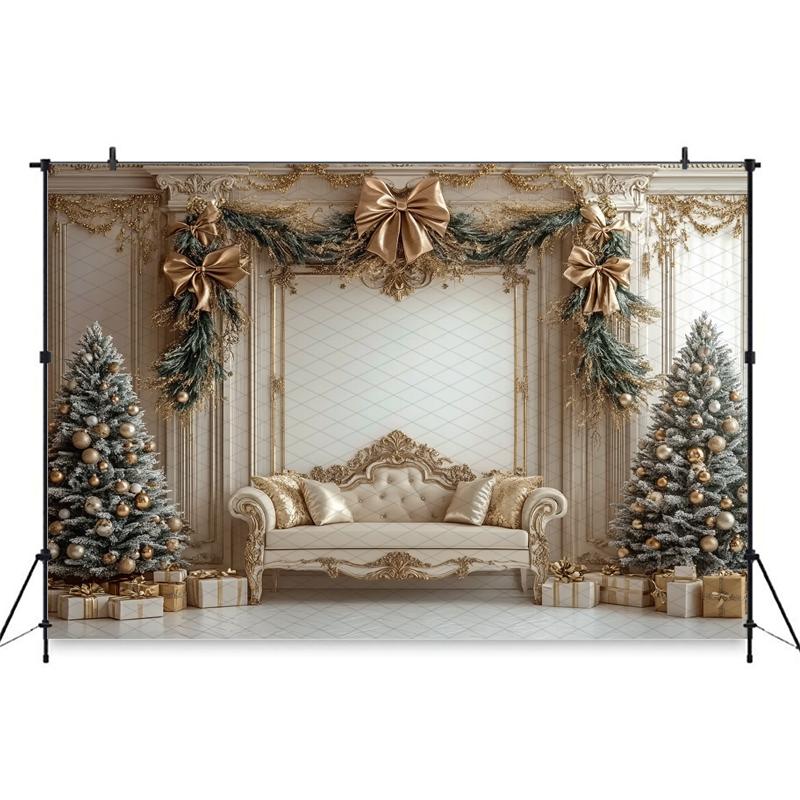 Mocsicka Christmas Background Photography New Year Party Tree Beige Wall Decorations Adult Child Photo Backdrop Studio Wallpaper