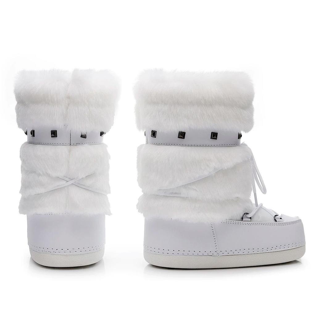 Women'S Warm Furry Winter Boots Non-Slip Trendy Space Boots Design Skiing Snow Shoes For Ladies Girls