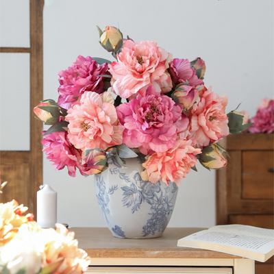 Artificial Peony Flower Realistic Fake Silk Flower Branch Home Office Wedding Party Table Centerpiece DIY Vase Faux Bloom Decoration