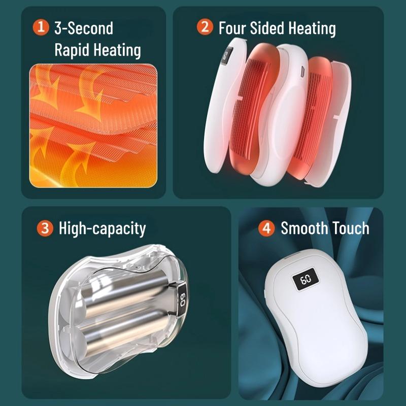 Încălzitor de mâini de iarnă 2 în 1 Mini încălzitor de mâini portabil Încărcare USB Încălzitor de mâini cu două fețe Afișaj digital Încălzitor de mâini cu încălzire rapidă