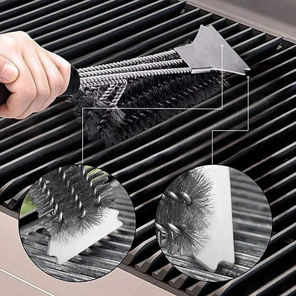 Barbecue Accessories Cleaning Brushes Tool Grill BBQ Stainless Steel Bristles Non-stick Powerful Grilling Kitchen Brushes
