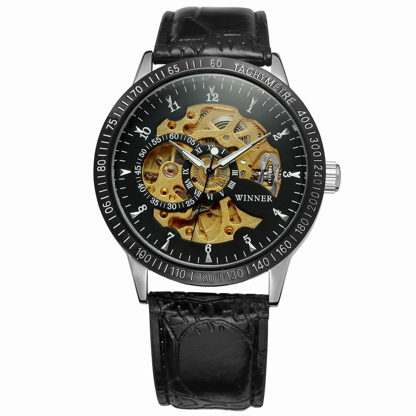 WINNER New Men Mechanical Watches Automatic Self-Wind Transparent Fashion Stainless Steel Wristwatch Skeleton Man Male Hour