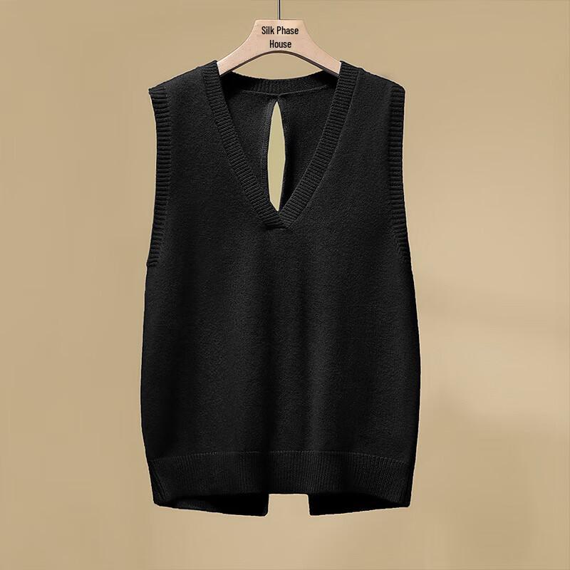 Sibaishe Damen V-Ausschnitt Strickweste mit Schleife