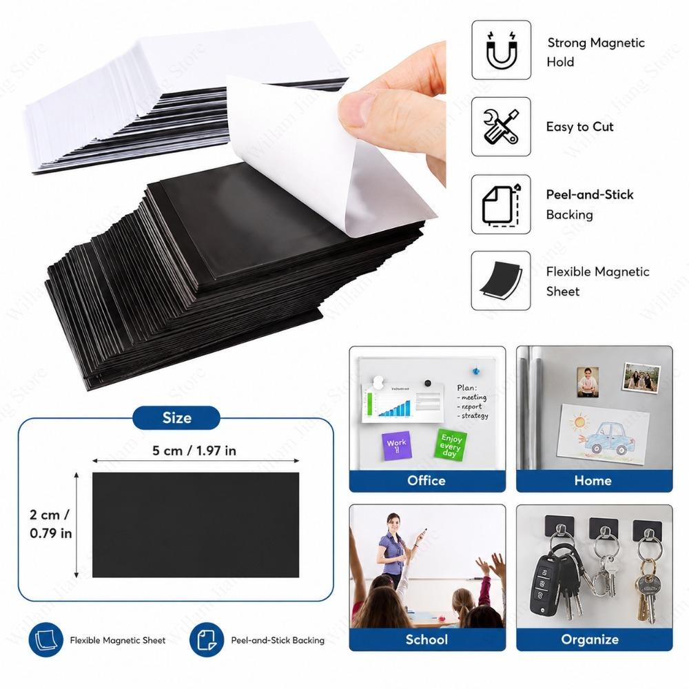 Flexible Self Adhesive Magnetic Sheet Rubber Magnet Mat Easy Peel Backing for Fridge Photos Crafts Signs and DIY Decoration