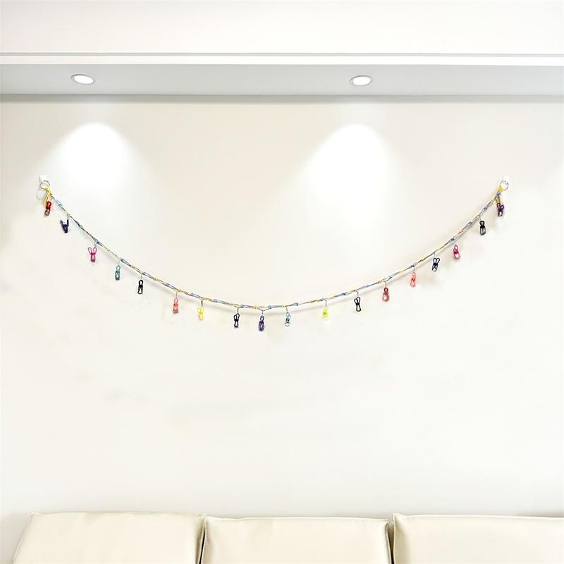 Handwoven Pet Toy Storage Rope With 10 Colorful Clips Multifunctional Hanging Organizer For Party Wall Decor Photo Display Stuffed Animal Storage