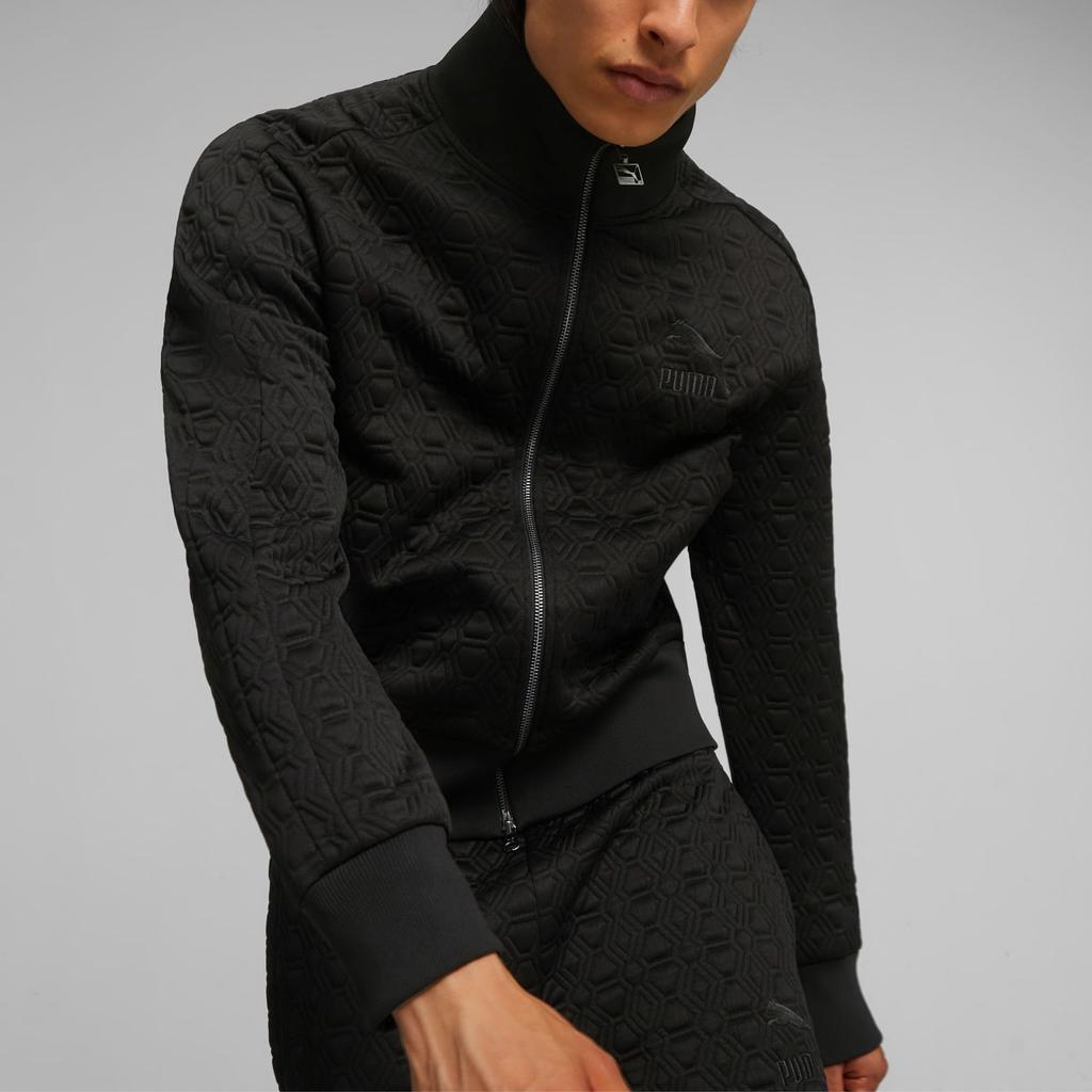 Puma T7 Luxe Sport Full Print Casual Stand Collar Loose Long Sleeve Jacket Unisex Jacket Black 620852-01