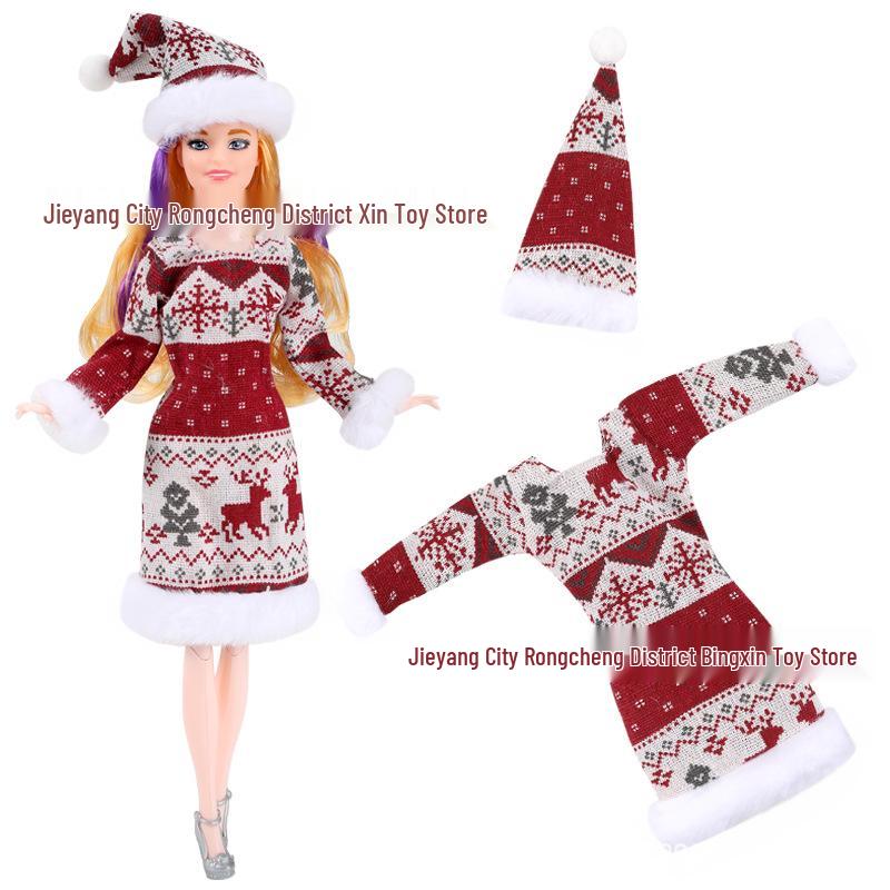 11-inch Barbie Doll Fashion Christmas Dress Set - 30cm Holiday Clothing Series