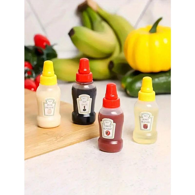 Mini Sauce Bottles - Portable Condiment Squeeze Containers For Ketchup, Oil, Soy Sauce, Honey And Salad Dressing