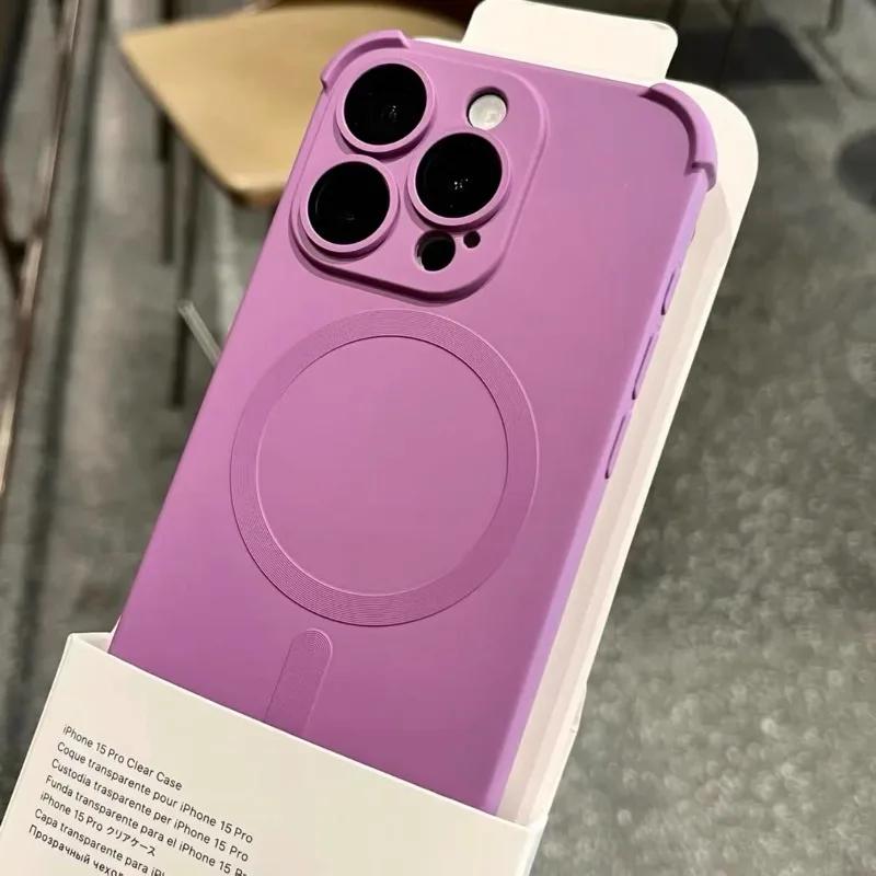 

Розкішний Чорний Висококласний Чохол Для Бездротової Зарядки Magsafe Для iPhone 17 16 15 14 13 12 Pro Max М який Магнітний Захист Камери Ударостійкий Чохол For iphone17Air