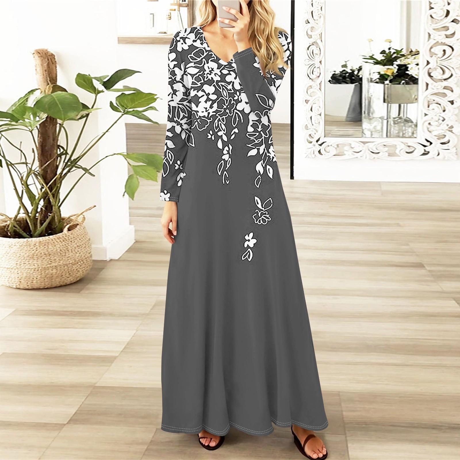 

Женские повседневные модные длинные платья с графическим принтом и длинным рукавом, осень XXL