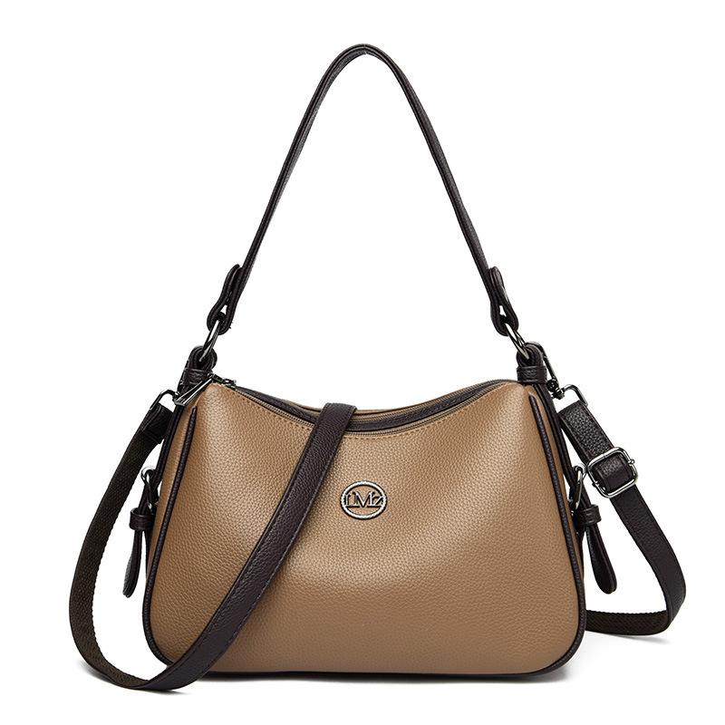 

European and American fashion soft leather atmospheric red bag, send mother 2025 new middle-aged women s foreign style messenger handbag хаки