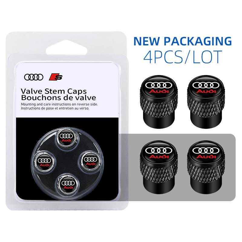 2026 Hot 4Pcs 3D Aluminum Car Wheel Tire Air Valve Dust Caps For 22x Sline A1 A2 A3 A4 A4L A5 A6 A7 A8 A8L TT Q1 Q2 Q3 Q4 Q5 Q6 Q7 Q8 B2 D2