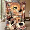 Fall Kittens Hugging Theme blanket Lightweight Warm Flannel Blanket Decorative Throw Blanket for Home Decoration