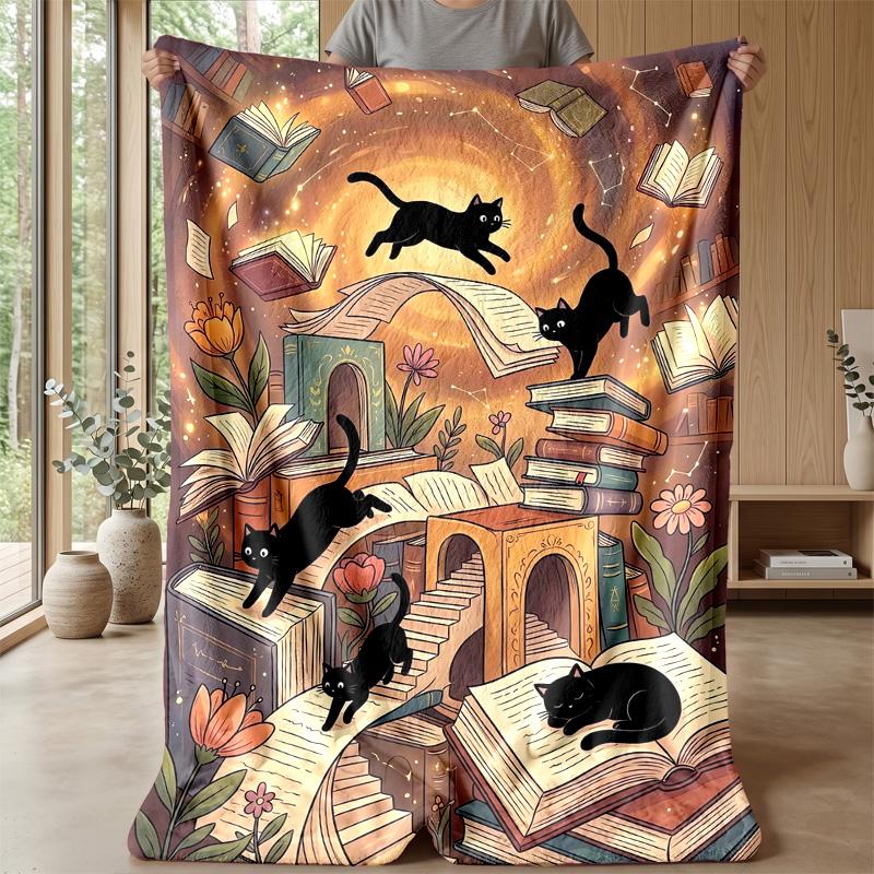 Fall Kittens Hugging Theme blanket Lightweight Warm Flannel Blanket Decorative Throw Blanket for Home Decoration