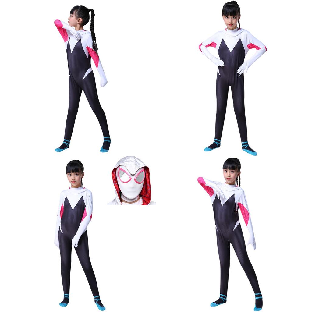 Costume Jumpsuit Vibrante di Spider-Man Into The Spider-Verse Gwen Stacy per Bambini per Avventure Giocose