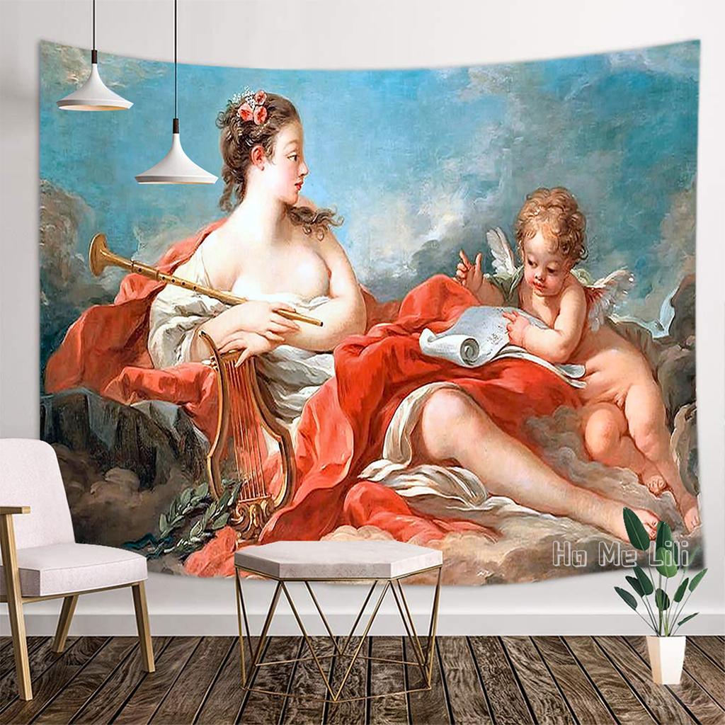 Griechische Kunst Italienische Mythologie Paradies Vier Flüsse Weibliches Anthropomorphes Poster Wandteppich Designer Zimmer Ornament