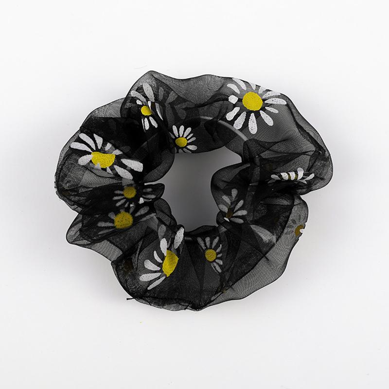 Korea Women Hair Scrunchie Blue Plaid Dot Elastic Hair Bands Stretchy Hair Ties Summer Ponytail Holder Girls Hair Accessories