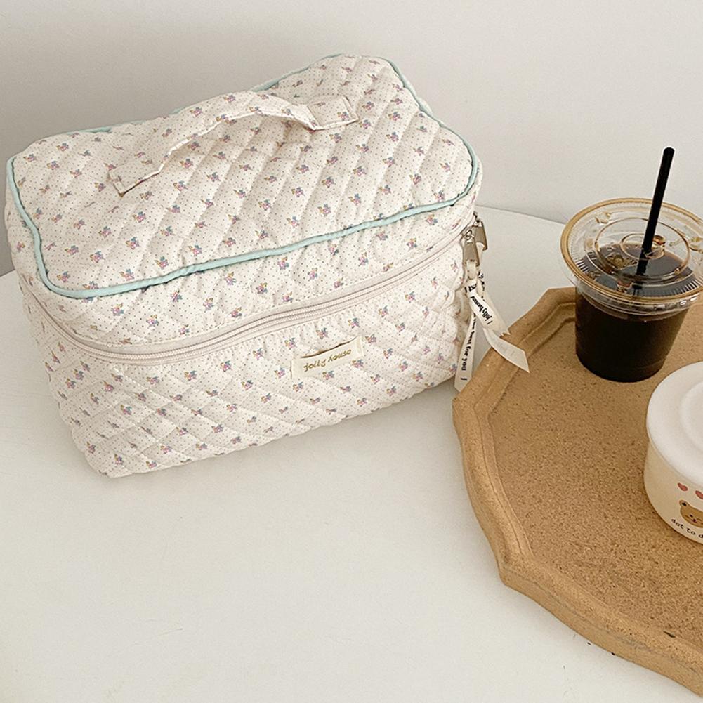 Women Make Up Organizer Pouch with Zipper Makeup Storage Bag Floral Printed Large Capacity Female Girls Storage Bag Set