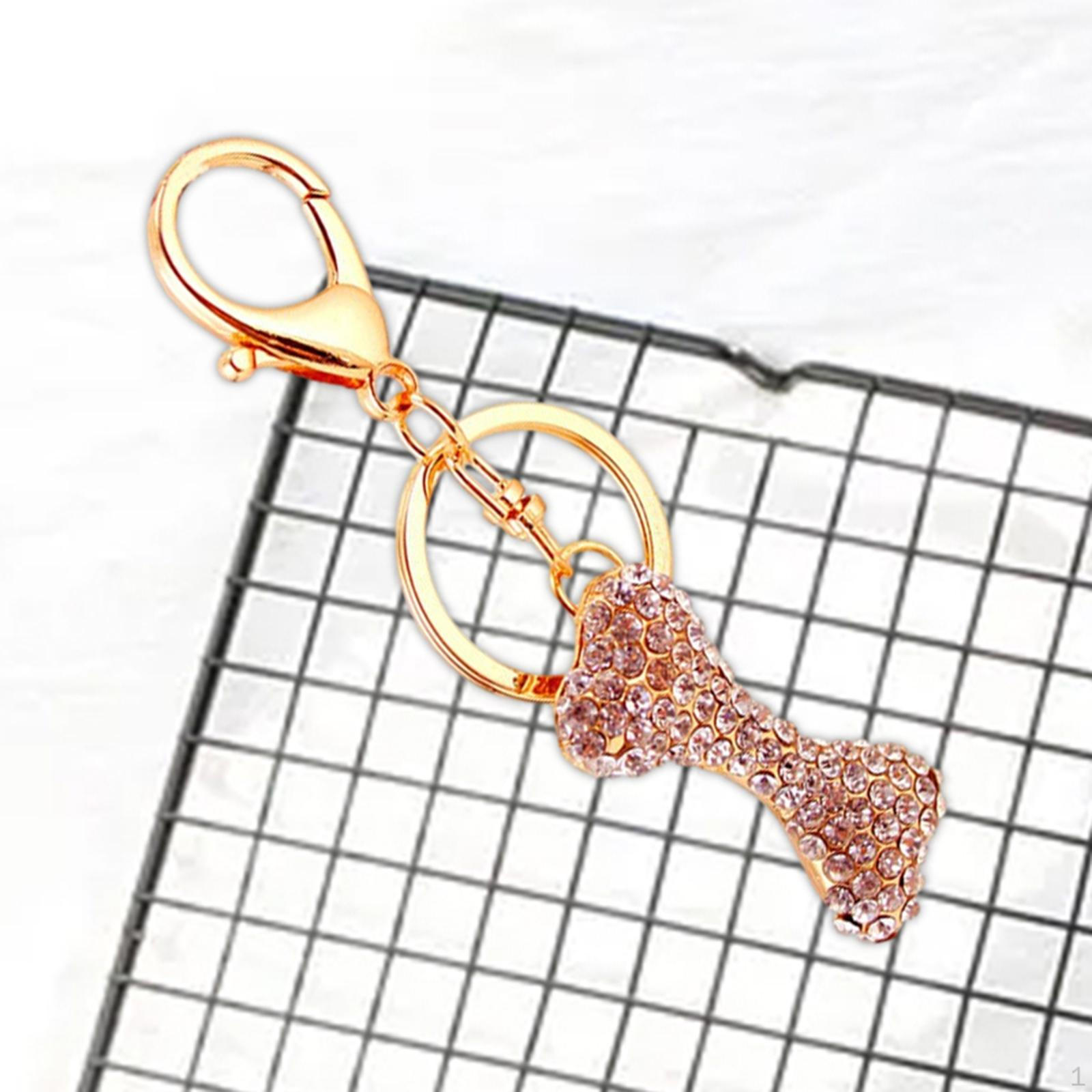 

Bone Shape Keychain Keyring Party Favors Gifts with Clasp 3D Key Chain Charm Rhinestone