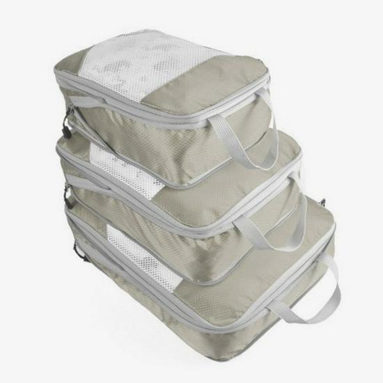 Three-Piece Travel Compression Bag Set: Digital Wash Kit, Makeup Organizer, Clothes & Shoes Storage