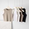 Women's Spring/Summer 2025 Slim Fit Sleeveless Crop Top - Spicy Girl Style Round Neck Camisole