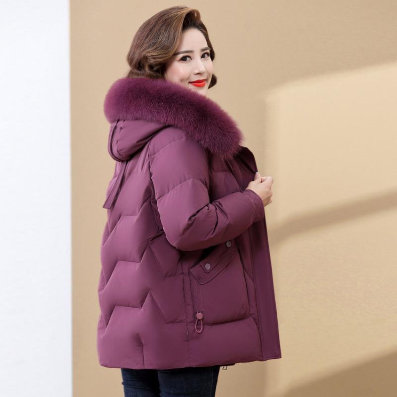 Mom Winter Cotton Clothes Women's Medium and Long Middle-aged and Elderly Winter Thickened Warm Cotton-padded Clothes Jacket New