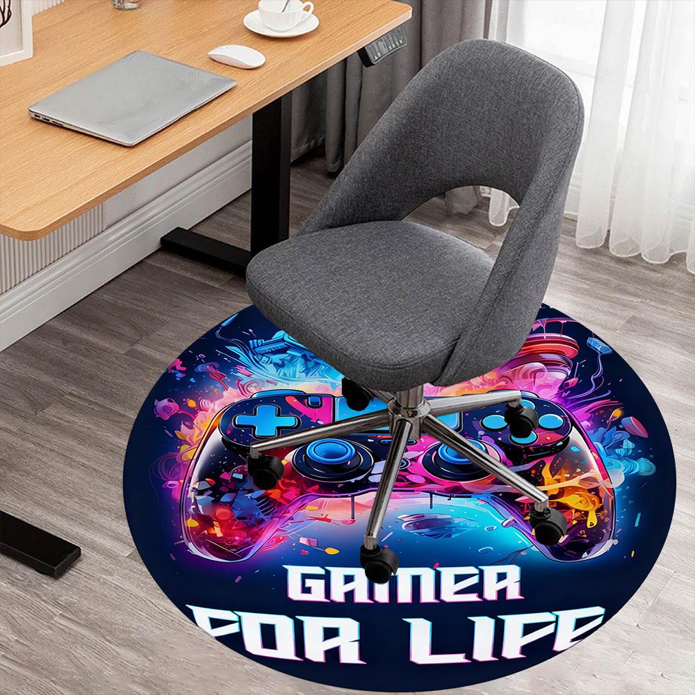 1PC Gamer Life Round Chair mat Area Rug - Non-Slip, Floor Mat for Office, Bedroom, and Indoor Decor -Gift D1127213