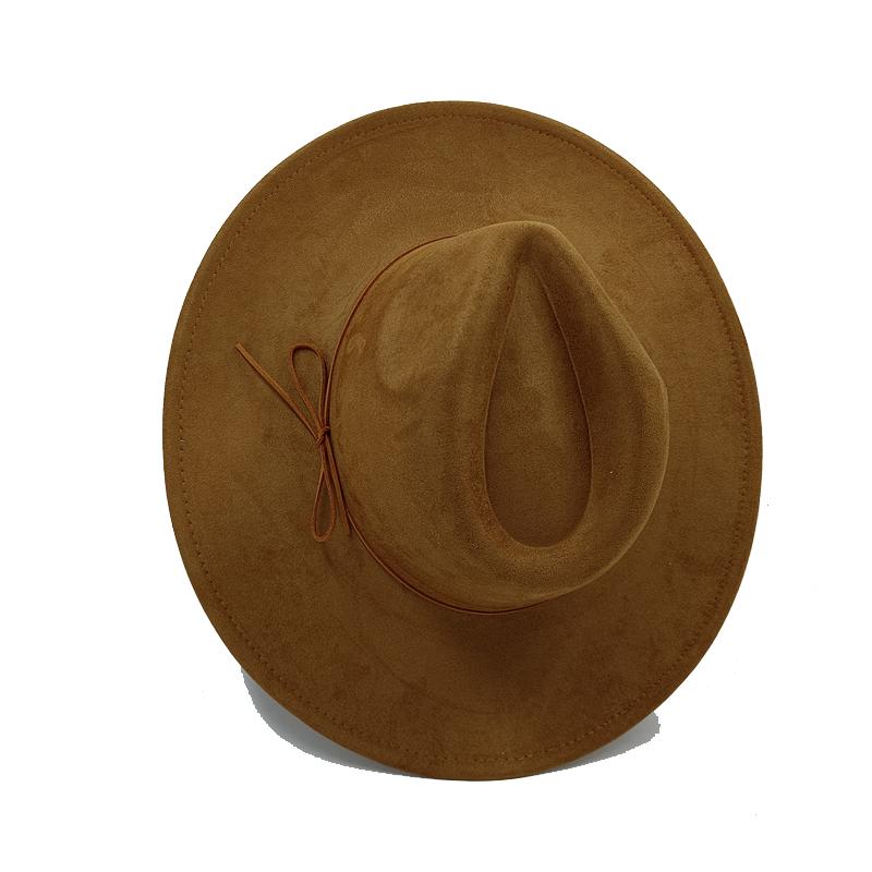 Cappello a Cilindro Piatto Rotondo 9,5 cm in Scamoscio Uomo Donna Cappello da Cowboy Western Cappello Fedora per Feste e Palco Design Autostile Stile Etnico Cappello Superiore