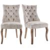 Chaise de salle à manger - MUVOE - Velours beige clair - Lot de 2 - Structure en bois massif - 4 places