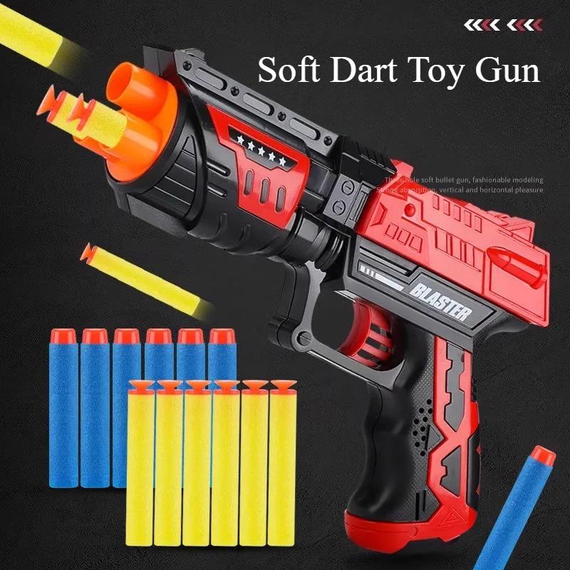 Boys Soft Dart Gun Manual Cock Safe Foam Darts Toy Gun Kids Shooting Battle Game Toy Includes Soft Bullets Target Set Kids Gift