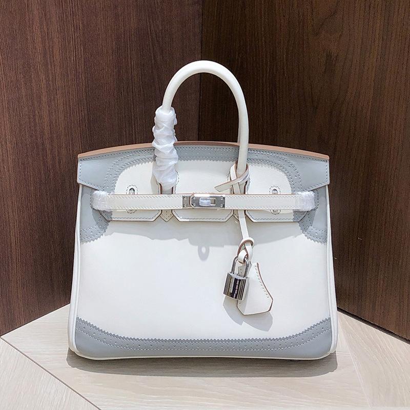 Haute Couture Version Erste Schicht Swift Rindsleder Spitzenrand Platin Tasche BK25 Echtes Leder Damen Tasche Spleiß Premium Handtasche
