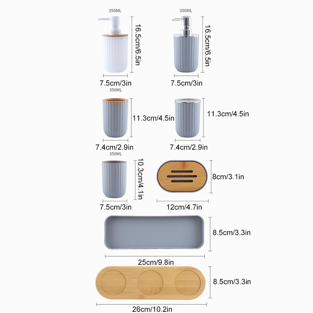 Bathroom Accessories Set Vanity Counter Soap Dispenser Toothbrush Cotton Swab Holder and Tray Set Bathroom Decor Apothecary Jars