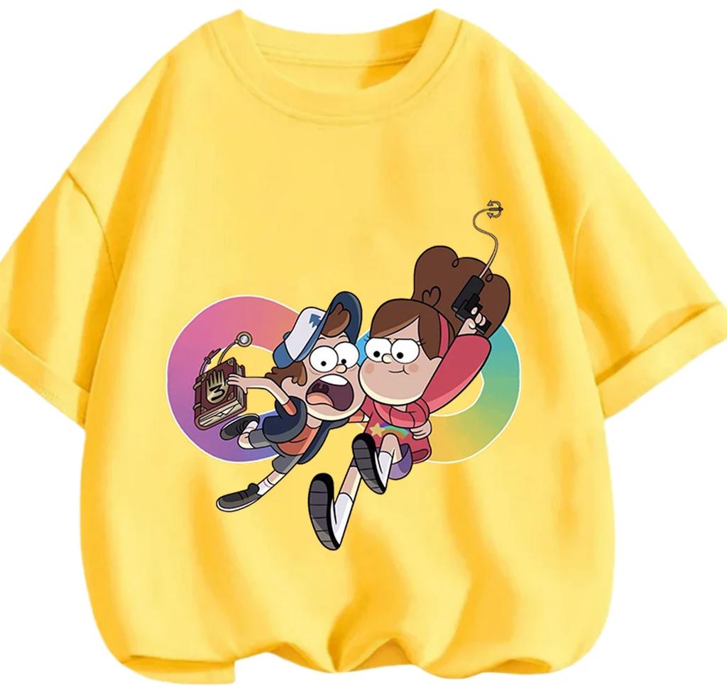 Lovely Cartoon Gravity Falls T Shirt Casual Street Leisure Tops Summer Daily Wear For Little Boys And Girls Kids