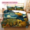 Dog Under Night Starry Sky Pattern Bedding Quilt Set  Home Decoration  Gift (1 * duvet cover + 2 * pillowcase  without core)