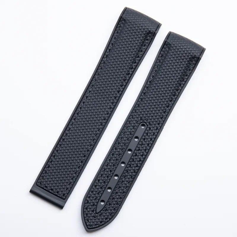 Curea de ceas din cauciuc moale pentru curea Omega Seamaster 300 Planet Ocean 600 Cureaua de ceas cu capăt curbat Negru portocaliu 20mm 22mm Cureaua Moonwatch