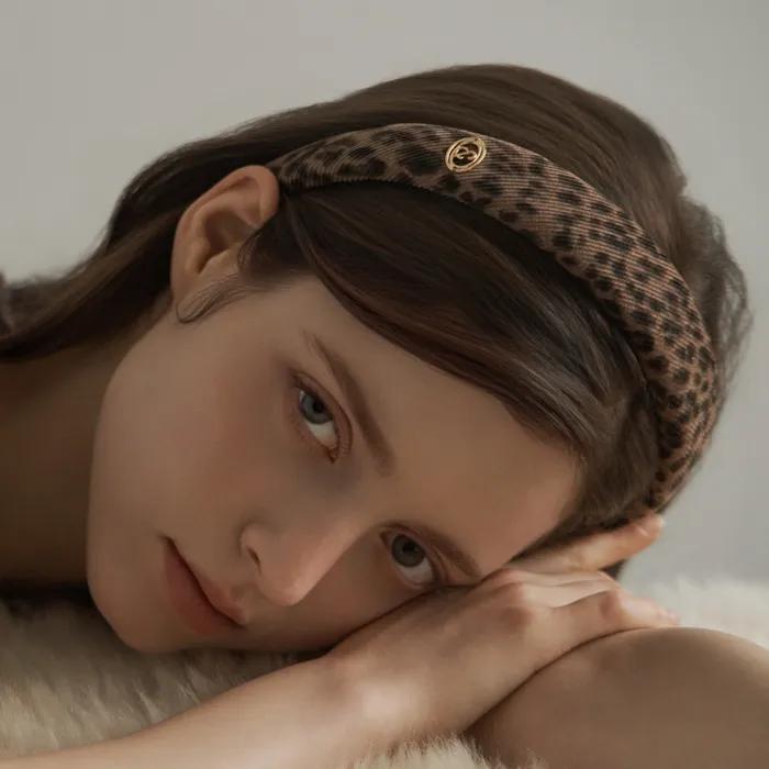 & COUTURE LEOPARD CORDUROY HAIR BAND