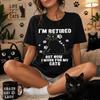 Retired Cat Mom Shirt, I Work For My Cats, Funny Retirement Gift, Black Cat Tee, Crazy Cat Lady Apparel, Cat Lover T-Shirt, Cat Dad Gift