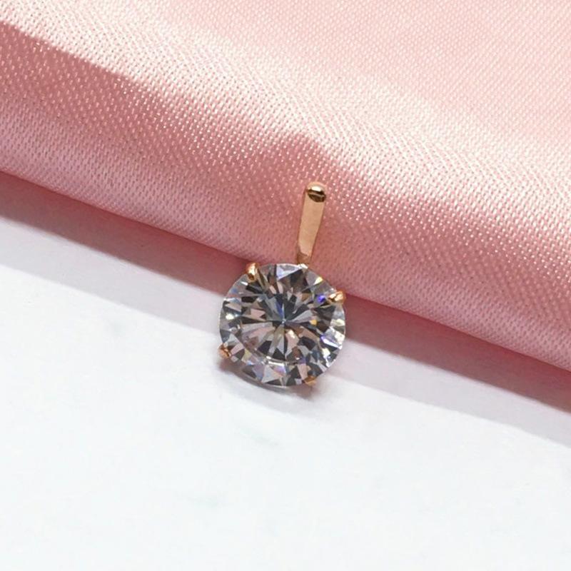 Purple Gold Necklace Rose Gold Plated Exquisite Flash Diamond Fashion Pendant Colored Gold Zircon Necklace (single pendant)
