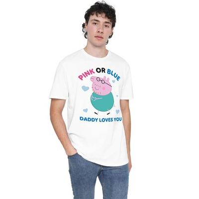 Peppa Pig Camiseta Unissex Adulto Rosa Ou Azul Papai Pig Ama Você